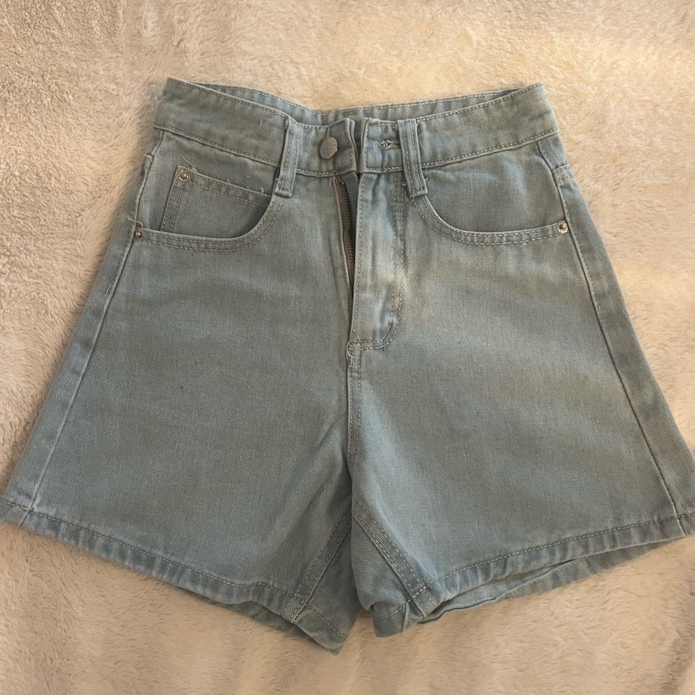 Princess Polly Blue Jean Shorts High-Waisted Relaxed Fit